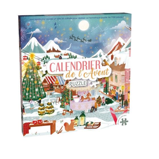 Calendrier de l’Avent Puzzle Village de Noël – 1008 pièces à découvrir jour après jour