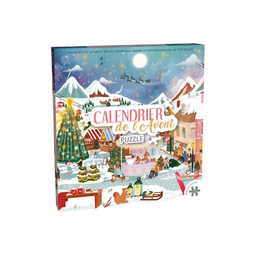 Calendrier de l’Avent Puzzle Village de Noël – 1008 pièces à découvrir jour après jour