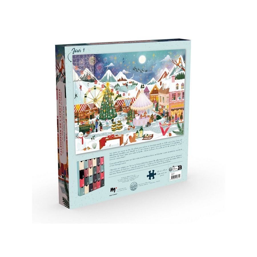Calendrier de l’Avent Puzzle Village de Noël – 1008 pièces à découvrir jour après jour