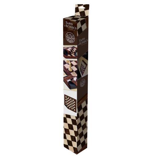 Tapis d’échecs néoprène effet bois – Plateau enroulable 50 cm