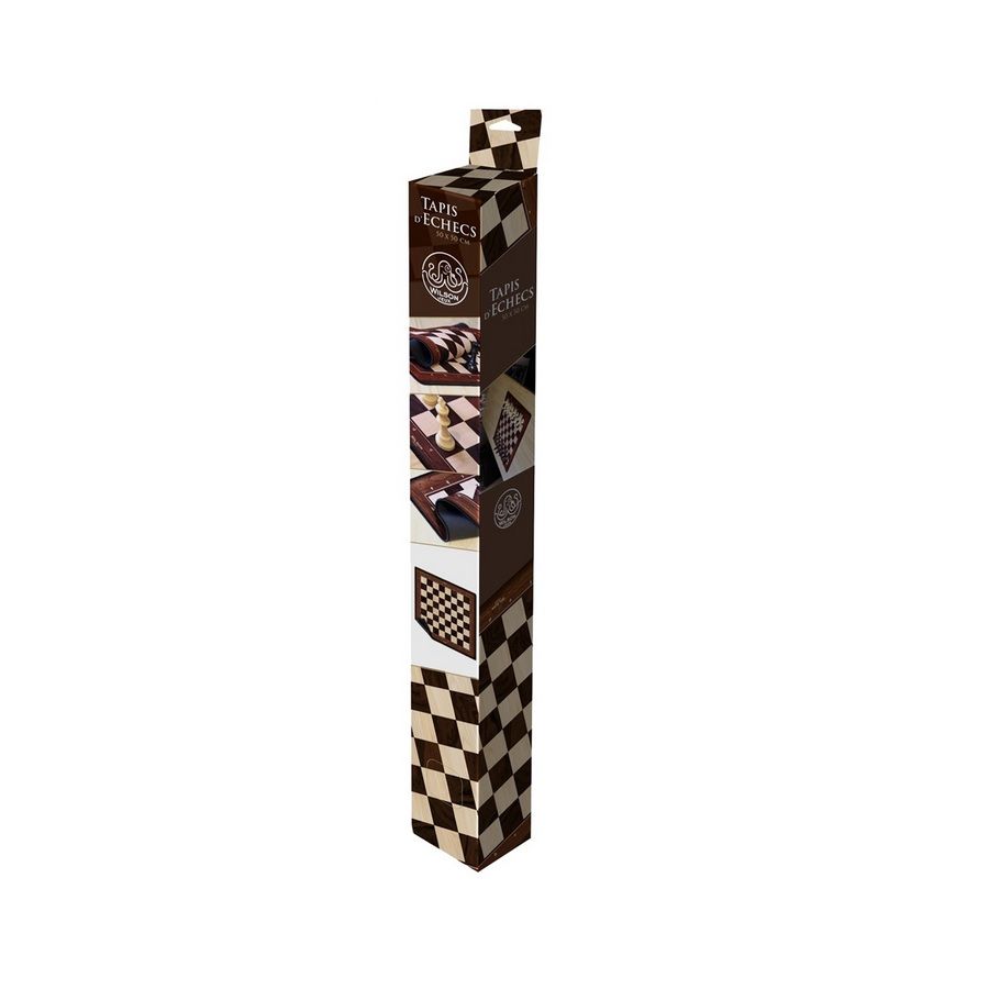 Tapis d’échecs néoprène effet bois – Plateau enroulable 50 cm
