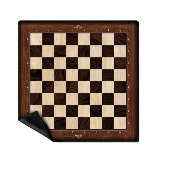 Tapis d’échecs néoprène effet bois – Plateau enroulable 50 cm