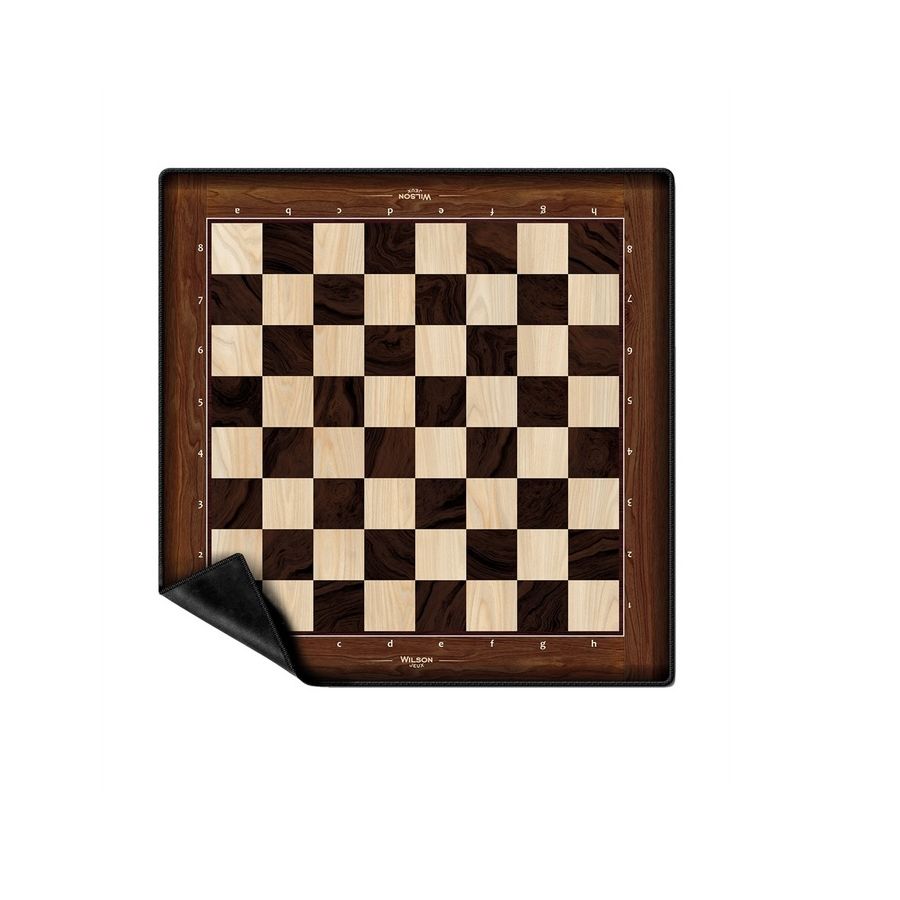Tapis d’échecs néoprène effet bois – Plateau enroulable 50 cm