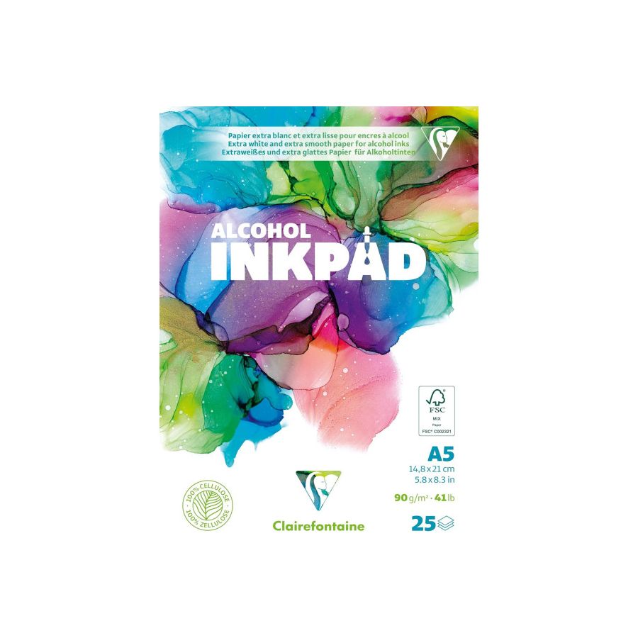 Bloc papier pour encres à alcool – 25 feuilles 90 g – Formats A5 & A4 – Surface extra lisse
