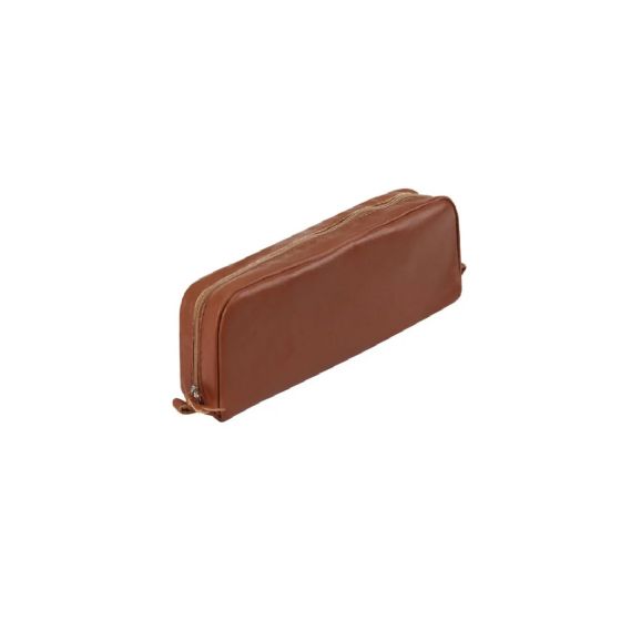 Trousse rectangulaire en cuir véritable – Clairefontaine – Coloris châtain