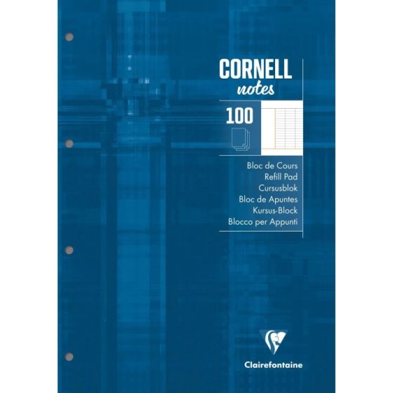 Bloc de cours Cornell A4 seyès – 200 pages 90g perforées 4 trous