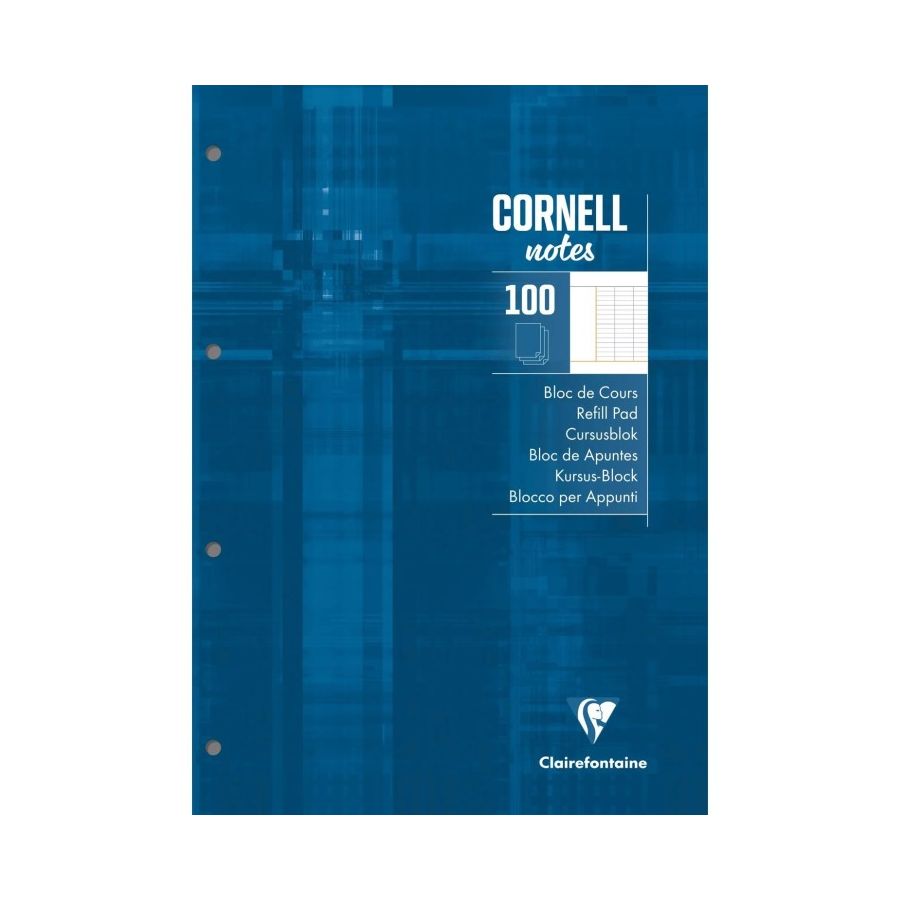 Bloc de cours Cornell A4 seyès – 200 pages 90g perforées 4 trous