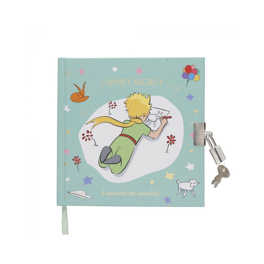 Carnet secret Le Petit Prince dessinant un mouton – Format carré 15x15 cm avec cadenas – 160 pages lignées