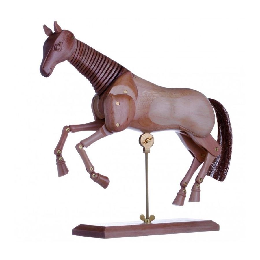 Cheval articulé en bois 40 cm – Teinte acajou – Mannequin d’étude et objet décoratif