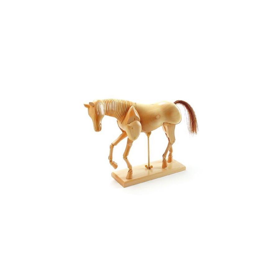 Cheval articulé en bois naturel 20 cm – Modèle d’étude artistique et décoration élégante