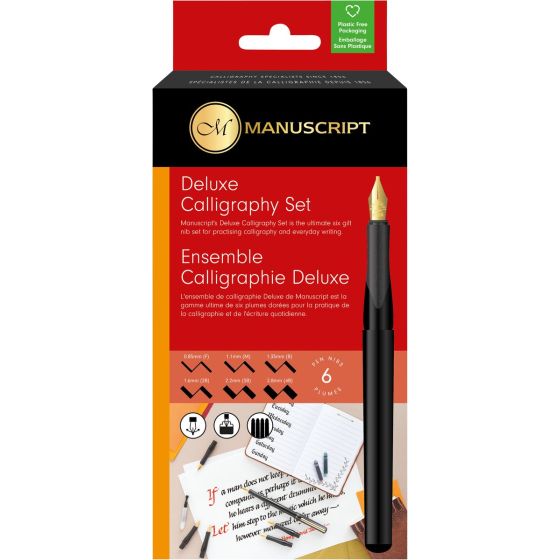 Étui métal calligraphie – Stylo plume avec 6 becs et cartouches multicolores