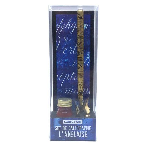 Set de Calligraphie Anglaise – Coffret d’initiation avec plumes, encre et porte-plume en bois