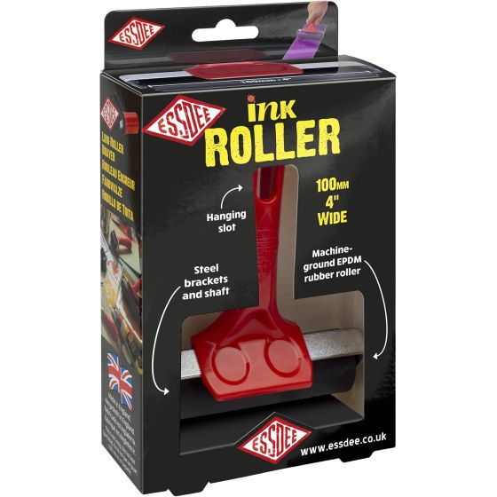 Rouleau encreur standard 100 mm Essdee – Caoutchouc dur, poignée ergonomique, en boîte