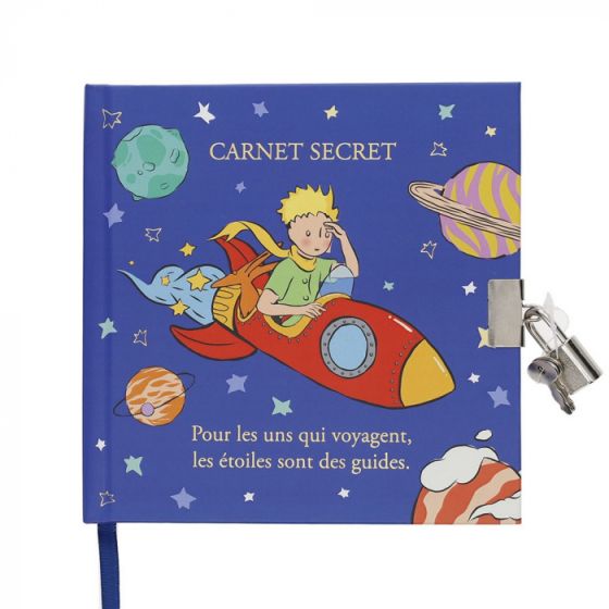 Carnet secret Le Petit Prince dans une fusée – Format carré 15x15 cm avec cadenas – 160 pages lignées