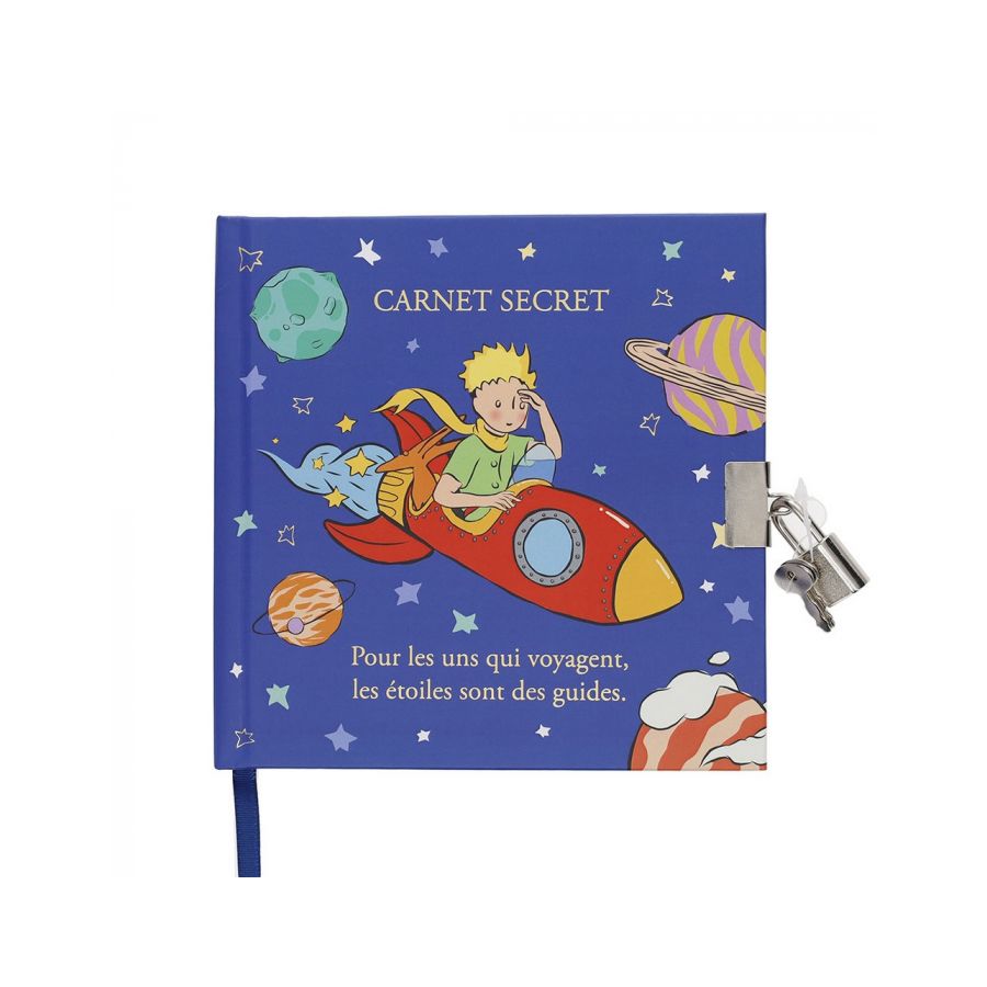 Carnet secret Le Petit Prince dans une fusée – Format carré 15x15 cm avec cadenas – 160 pages lignées
