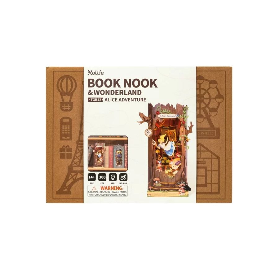 Puzzle 3D en bois serre-livres – Alice au Pays des Merveilles à assembler