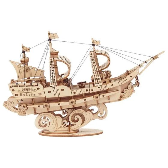 Maquette bateau en bois 3 voiles – Puzzle 3D Rolife à assembler