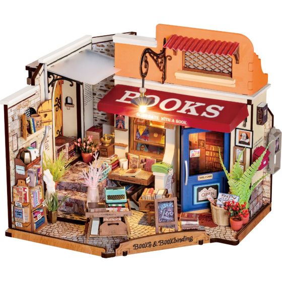 Maquette miniature DIY – Corner Bookstore Rolife – Librairie de rue à assembler