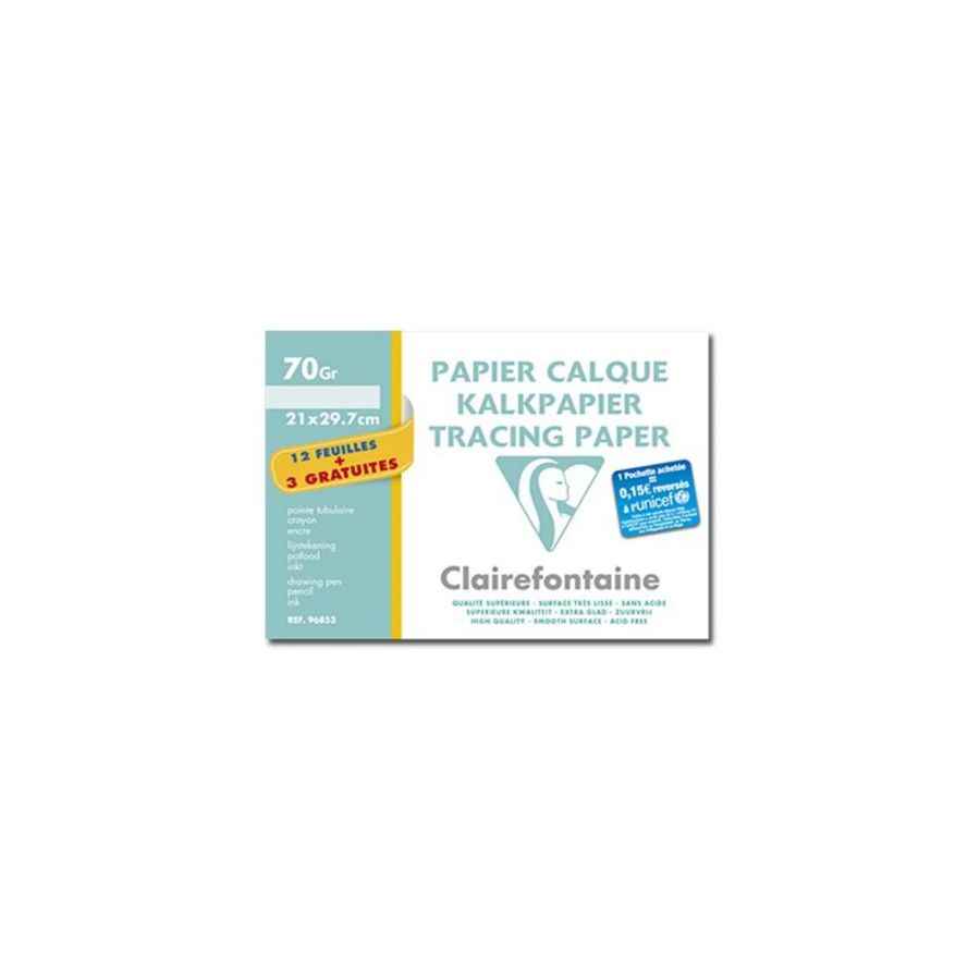 Pochette Calque Clairefontaine 21x29,7 - 12F+3 - Qualité supérieure