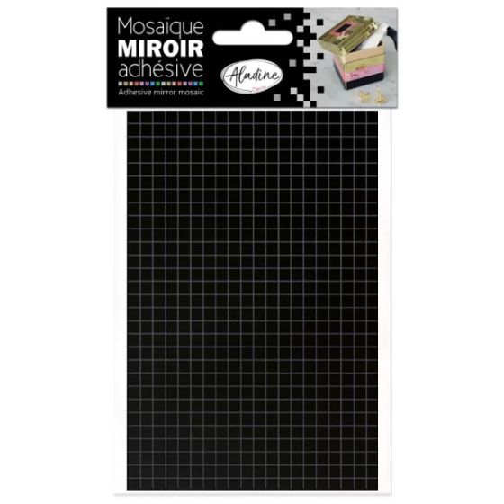 Mosaïque adhésive effet miroir – mini carrés 0,5×0,5 cm, 2 planches, 9 coloris disponibles (Aladine)