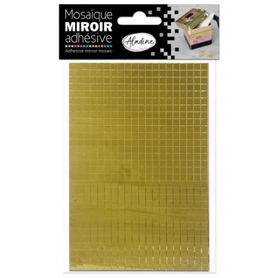 Mosaïque adhésive effet miroir – mini carrés 0,5×0,5 cm, 2 planches, 9 coloris disponibles (Aladine)