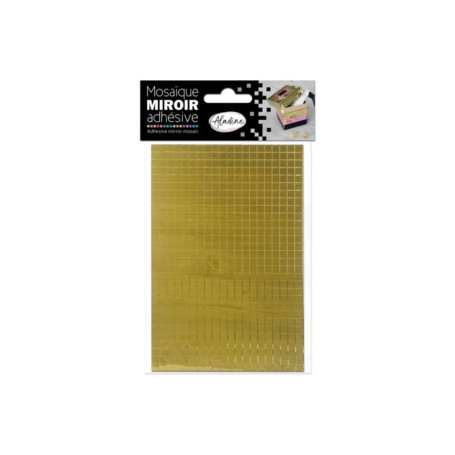 Mosaïque adhésive effet miroir – mini carrés 0,5×0,5 cm, 2 planches, 9 coloris disponibles (Aladine)