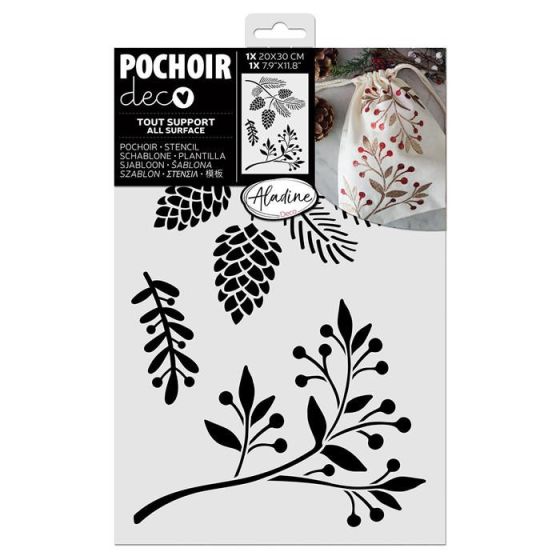Pochoir déco Pomme de pin 20×30 cm – customisation textile, papier & objets (facile dès 4 ans)