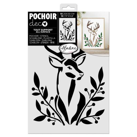 Pochoir déco Cerf 20×30 cm – customisation textile, papier & objets (facile dès 4 ans)