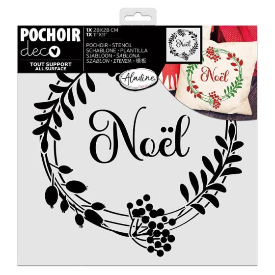 Pochoir déco Couronne de Noël 30×30 cm – compatible Izink, tout support (Aladine)