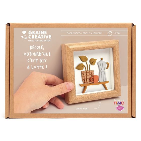 Kit Fimo – cadre miniature « cafetière » : pâte polymère pro (Graine Créative)