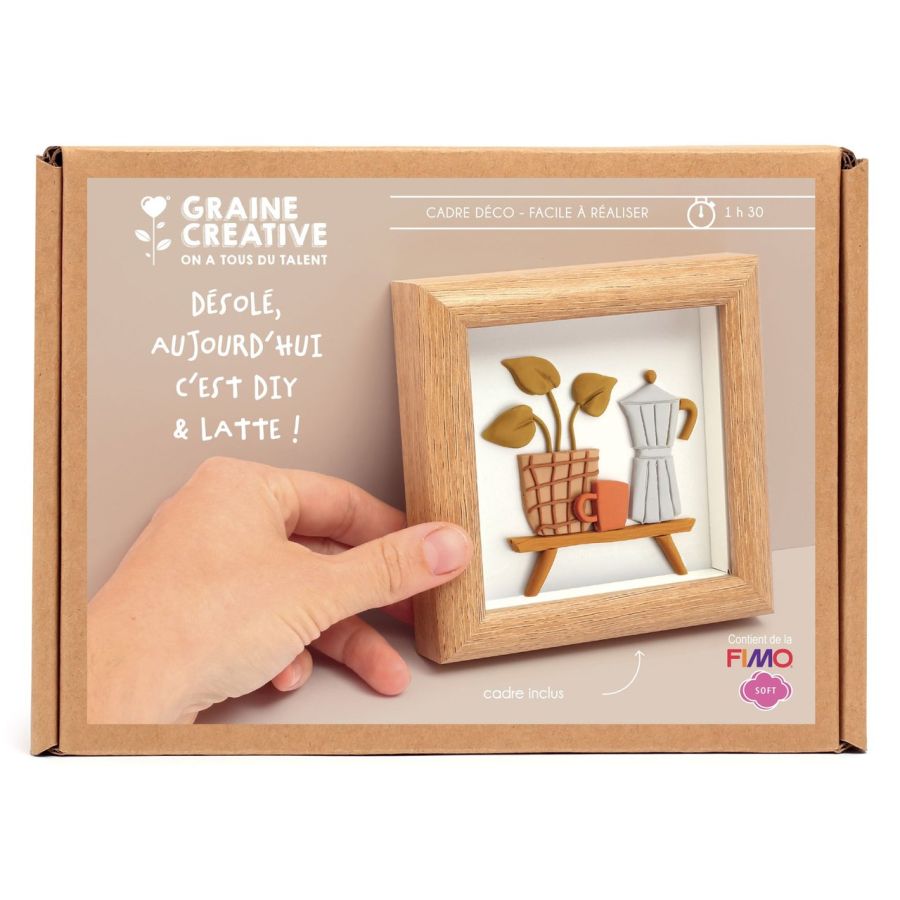 Kit Fimo – cadre miniature « cafetière » : pâte polymère pro (Graine Créative)