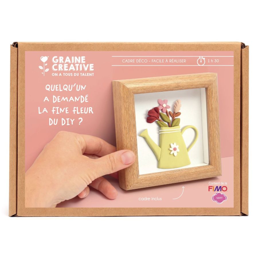 Kit Fimo – cadre miniature « arrosoir » : pâte polymère Soft, scènes florales (Graine Créative)