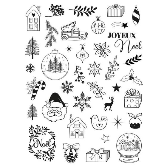 Tampons mousse Creative Stamp « Joyeux Noël » – 39 motifs + encreur (Aladine)