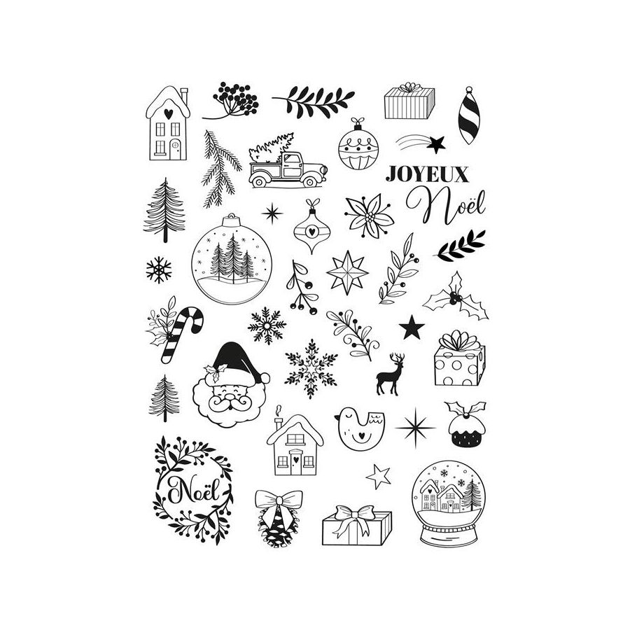 Tampons mousse Creative Stamp « Joyeux Noël » – 39 motifs + encreur (Aladine)