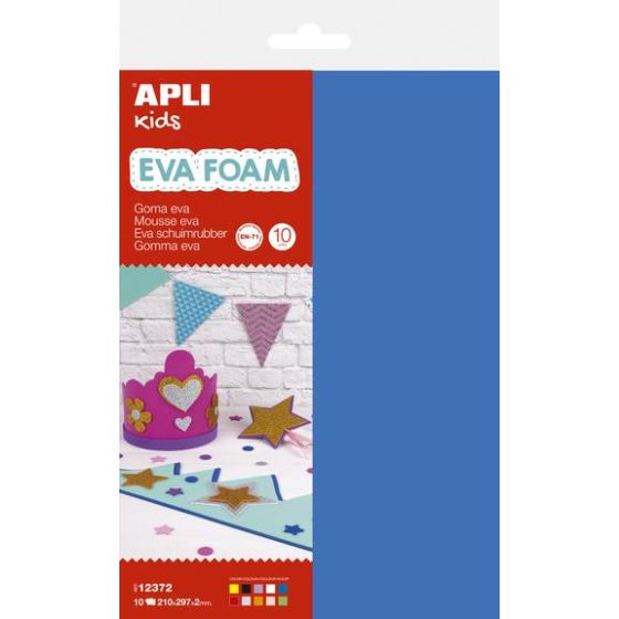 Sachet 10 feuilles mousse EVA A4 (2 mm) – couleurs assorties vives pour loisirs créatifs (Apli Kids)