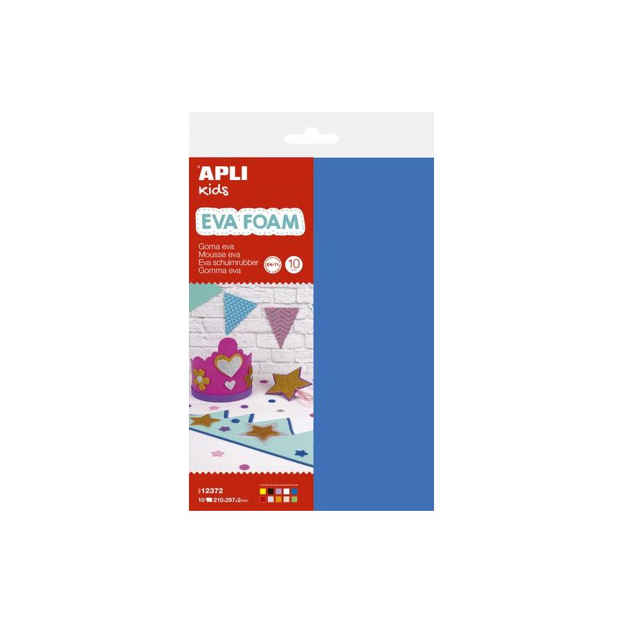 Sachet 10 feuilles mousse EVA A4 (2 mm) – couleurs assorties vives pour loisirs créatifs (Apli Kids)