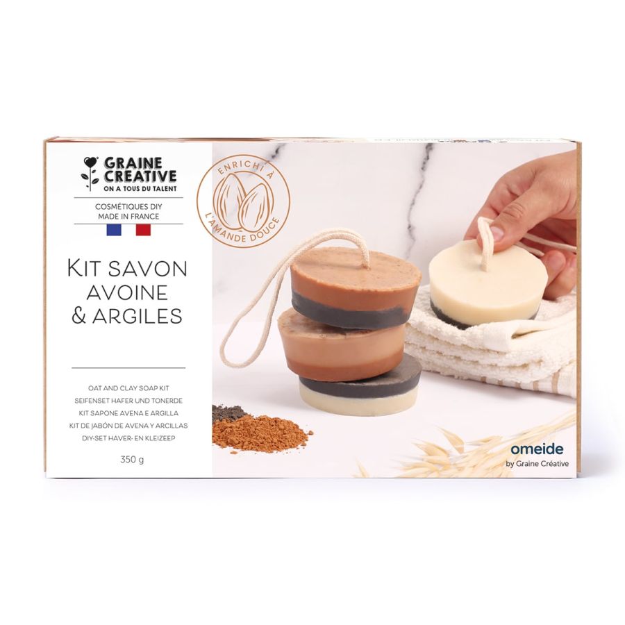 Kit savon Avoine & Argiles – savons bicolores DIY (fabrication française)