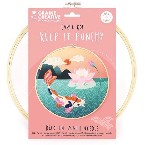 Kit punch needle « Keep it punchy » – Carpe koï Ø 25 cm (Graine Créative)