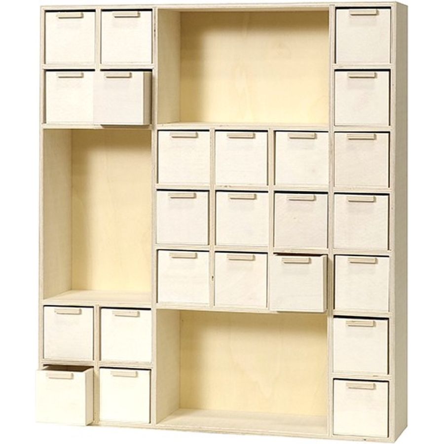 Calendrier de l’Avent en bois 3 niches – 24 tiroirs, 40×34×8 cm (Artemio, FSC)