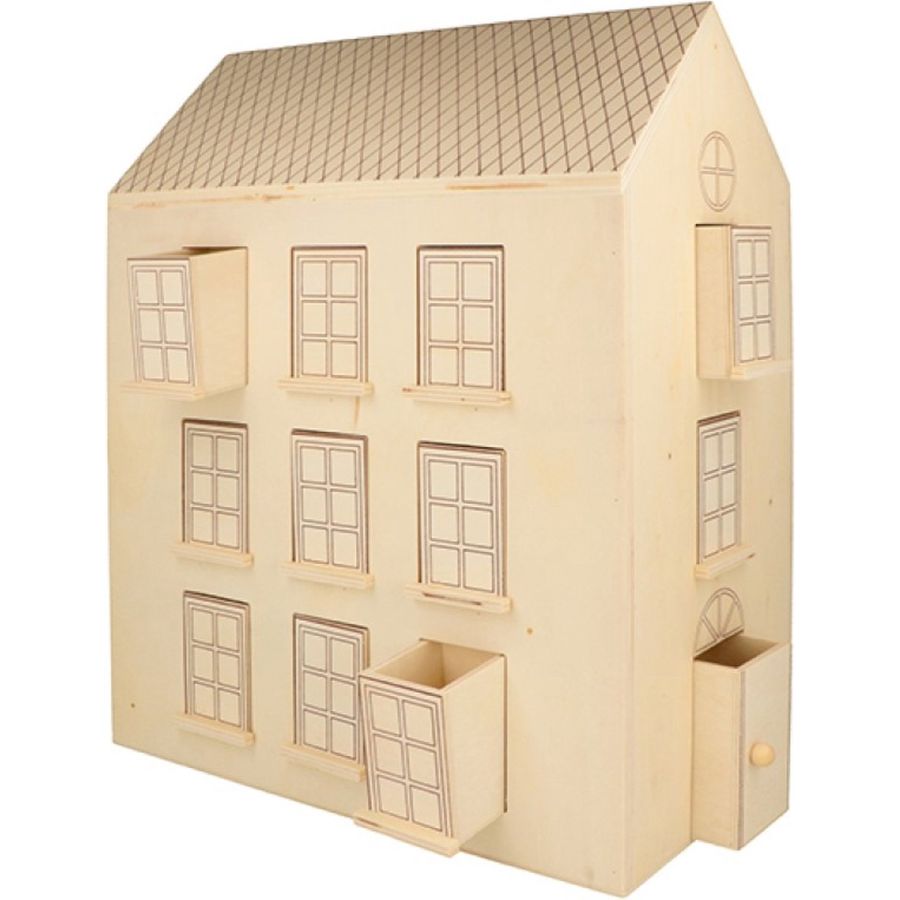 Calendrier de l’Avent maison en bois – 28×36×16 cm, 22 tiroirs + 2 portes (Artemio, FSC)