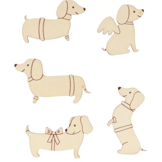 Lot 13 silhouettes bois « Woofy Christmas » – teckels & motifs de Noël (Artemio)