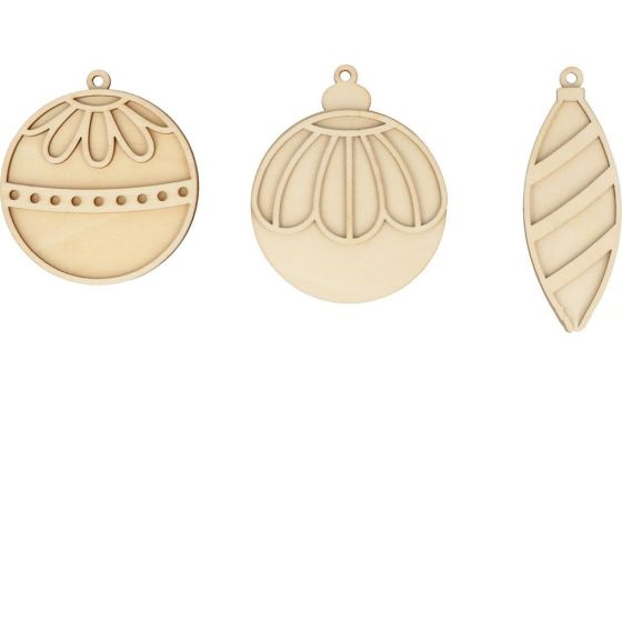 Set de boules de Noël « Woofy Christmas » – bois FSC, 3 modèles à suspendre (Artemio)