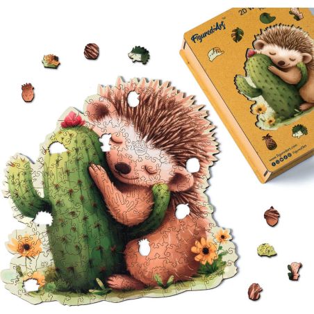 Puzzle en Bois Adulte - Hérisson et Cactus 