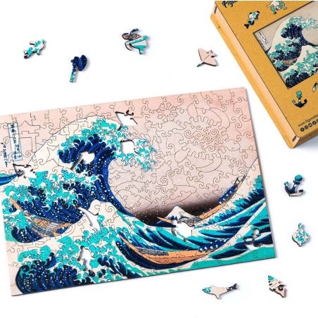 Puzzle en Bois Adulte - La Grande Vague de Kanagawa par Hokusai 