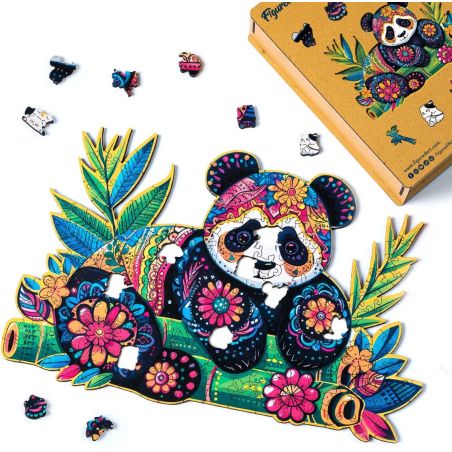 Puzzle en Bois Adulte - Panda Floral 