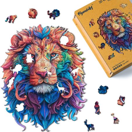 Puzzle en Bois Adulte - Lion Vibrant 