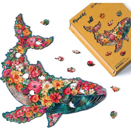 Puzzle en Bois Adulte - Baleine Floral 