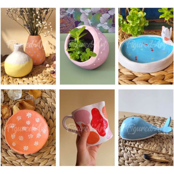 Set de poterie premium en argile auto-durcissante – Coffret complet 2 kg + outils & peintures