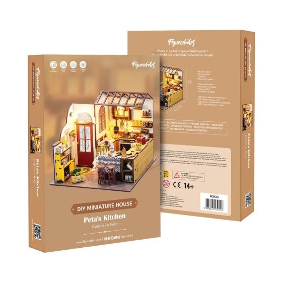 Maison miniature « La Cuisine de Peta » – Kit DIY avec LED (69 pièces)