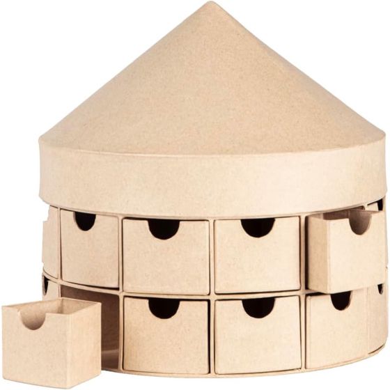 Calendrier de l’Avent carrousel à customiser – 24 tiroirs, papier mâché fait main